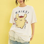 [WAIKEI X SANRIO]ポムポムプリンビッググラフィック半袖Tシャツ Qoo10] WaiKei 【2サイズ】ポムポムプリン バブル グラ
