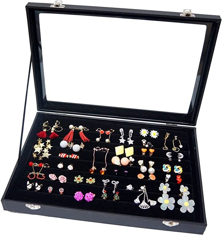アクセサリー 収納 ボックス ケース(ブラック大イヤリングセット付)