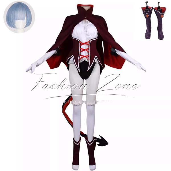 Re:ゼロから始める異世界生活 風 レム コスプレ衣装 ウィッグ 靴 cosplay ハロウィン 演出服 変装