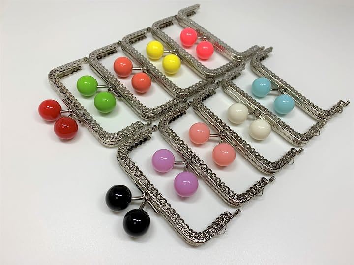 10色セット かわいいあめ玉 口金 がま口 10.5cm キャンディー あめ玉20mm(角型/シルバー)