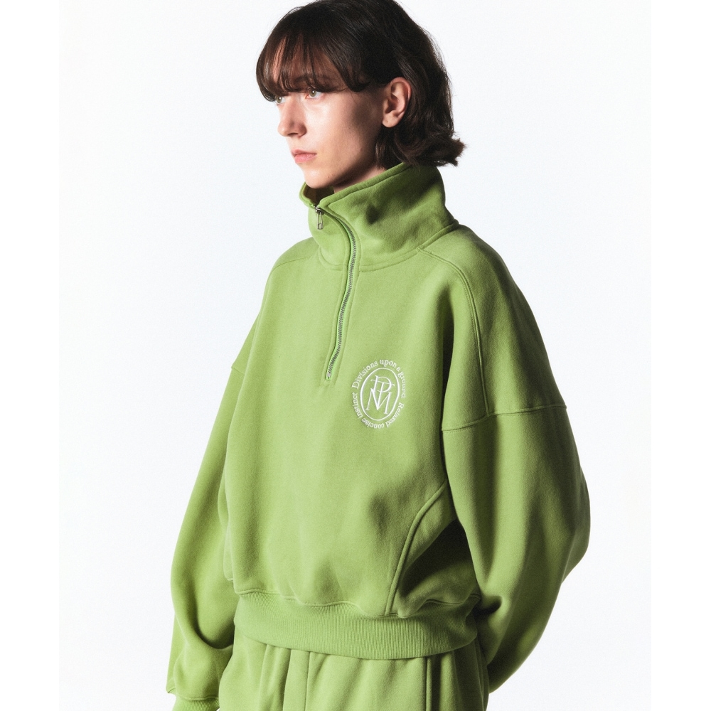 PARTIMENTO レディースクラシックロゴハーフジップアップスウェットシャツ_ライトグリーン