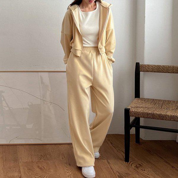 Hスタイル(SET)9031ジップアップパンツセット 冬 女性 コーデュロイ トレーニングウェアセット ゴールデン スウェットセット ホームウェア