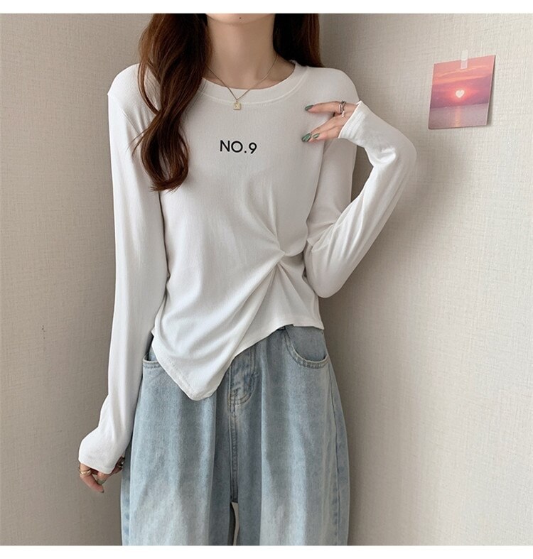 女性らしくておしゃれ見え 百掛け トップス 韓国語版 ホワイト ベースシャツ レディース スリム