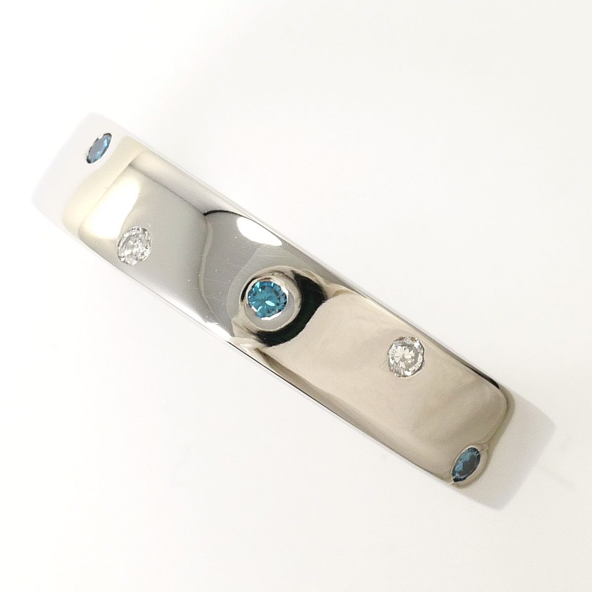 PT900 プラチナ リング・指輪 10号 ブルーダイヤ 0.05ct ダイヤモンド 0.05ct 総重量約3.5g ジュエリー 中古