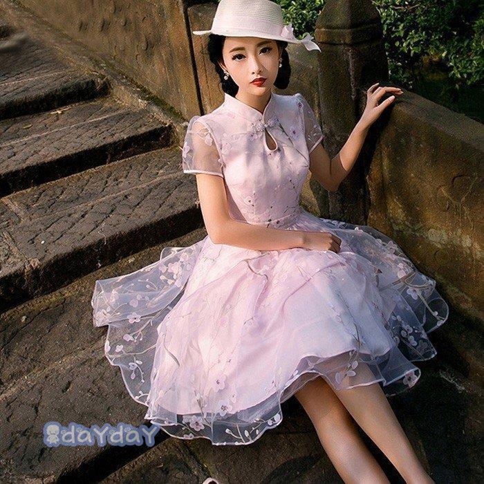 【毎日厳選 】 レディース ワンピース チュニックワンピース ワンピース 膝丈 チャイナドレス風 夏 半袖 キレイめ Aライン