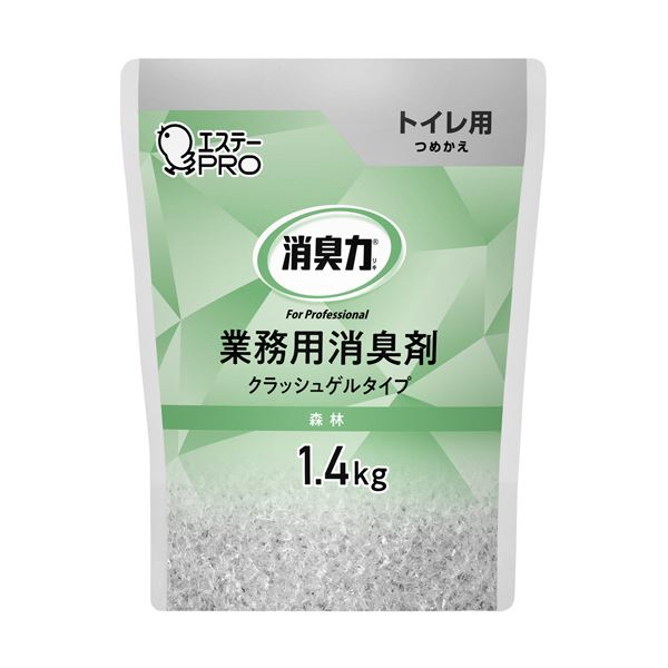 （まとめ） エステー 消臭力業務用消臭剤 クラッシュゲルタイプ トイレ用 森林の香り つめかえ用 1.4kg 1個 (×5セット)