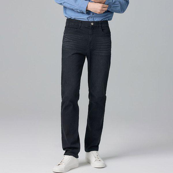 [] 男性ライクラカバーフィットデニム_ブラック