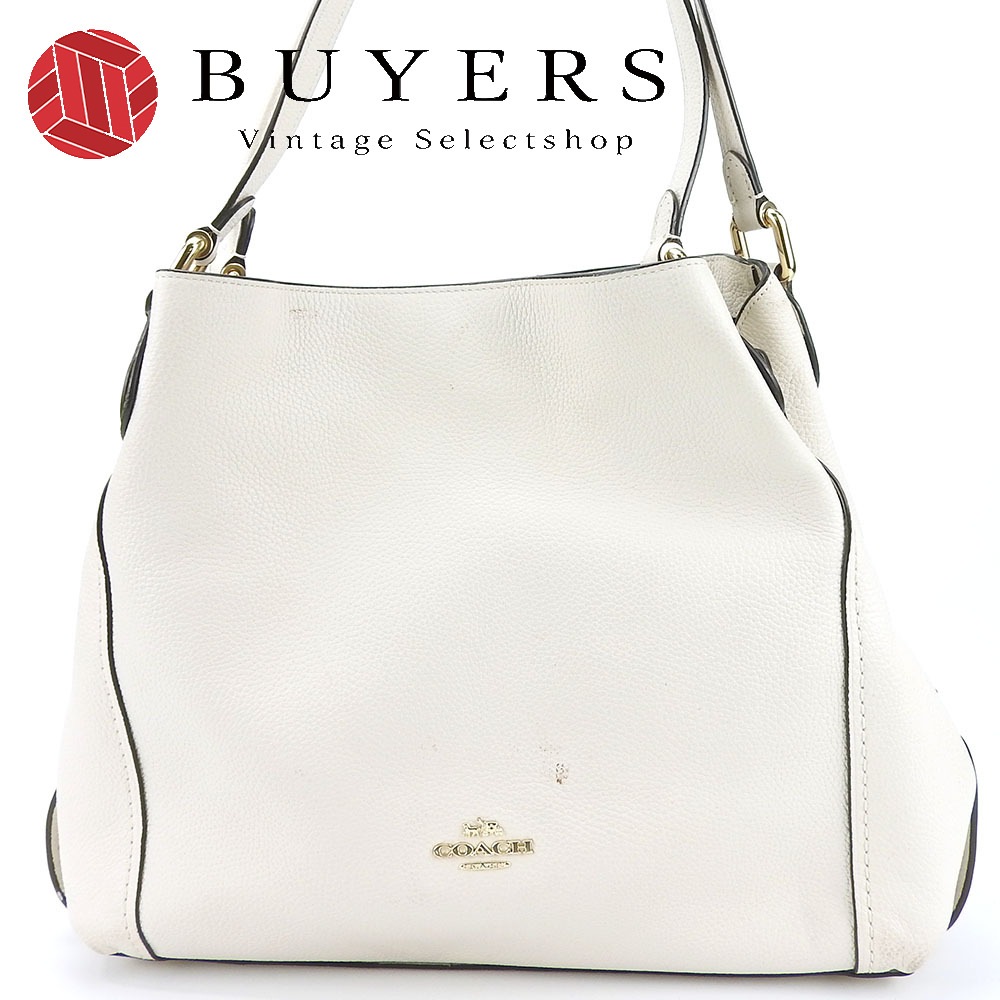 中古 ショルダーバッグ 57125 レザー オフホワイト ゴールド金具 肩掛け レディース 女性