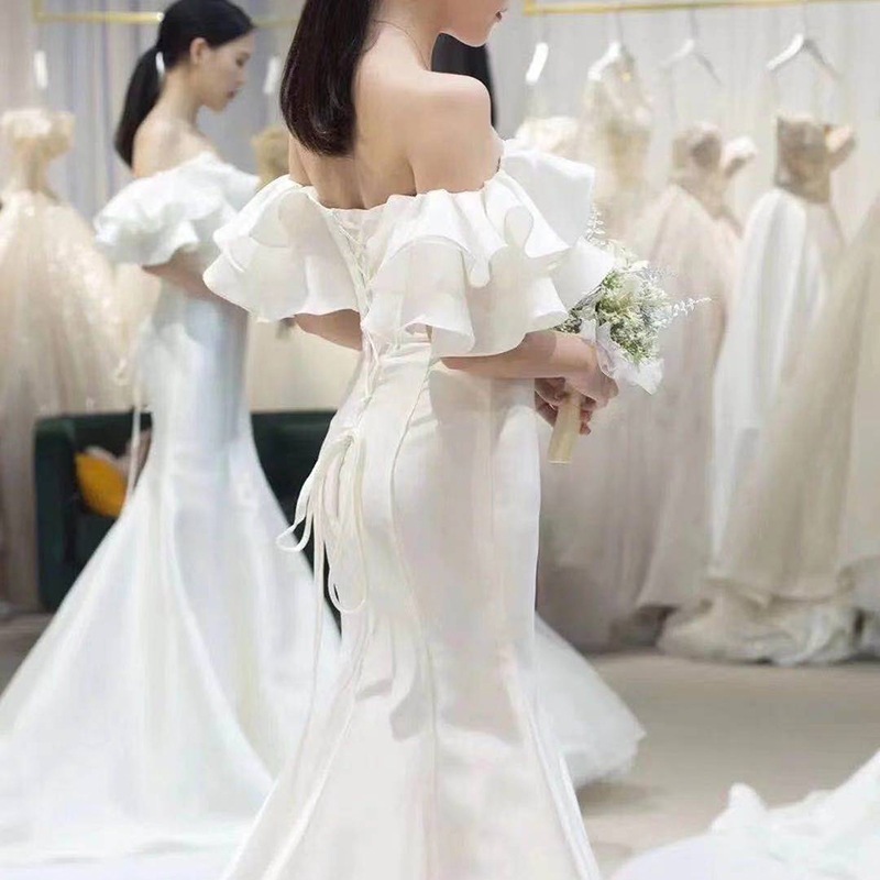 パーティードレス2026高級感マーメイドドレス 花嫁ロングドレス レディースウェディングドレス白 結婚式ワンピース 結婚式演奏会 ドレス