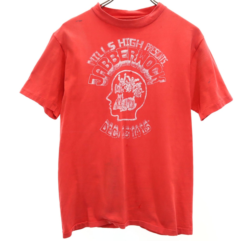 70s 80s USA製 プリント 半袖 シングルステッチ Tシャツ M レッド系 オールド ヴィンテージ メンズ 5,933円