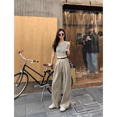 シルク綿のゆったりとしたワイドパンツ女性の夏のペンダント感があります