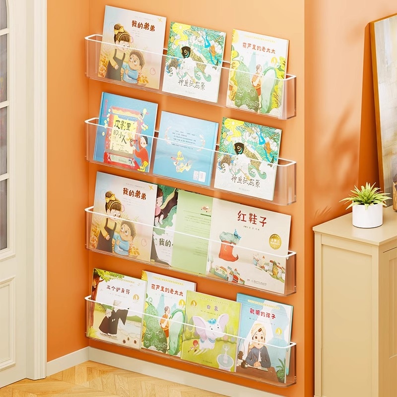 プルフリーウォール絵本棚棚廊下回廊回廊廊下ウルトラシンストレージラック壁に取り付けられたアクリルドアチルドレン絵本ストレージ