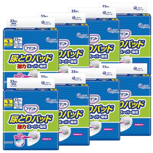 アテント 尿とりパッド 強力スーパー吸収 約3回分 男性用 264枚(33枚×8パック) テープタイプ用 [ケース販売]