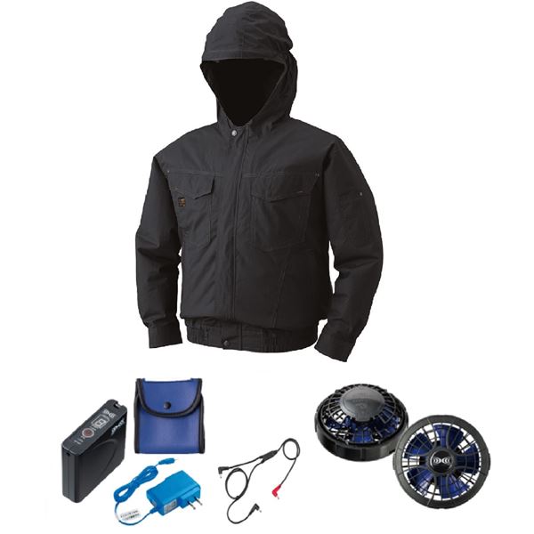 KU91410空調服 綿薄手フード付 FAN2400SPBB/LISUPER1セット チャコールLL