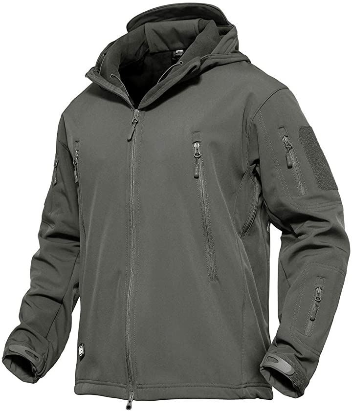 ミリタリー フード付 タクティカルジャケット ソフトシェル シャークスキン 多機能 軍用 TAD ジャンパー( ダークグレー, XL)