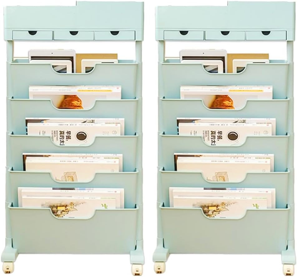 ブックシェルフ 北欧風 五段 スリム キャスター付き 取り外し可能 段数調整 滑り止め付 大容量 本棚 収納 ワゴン マガジンラック