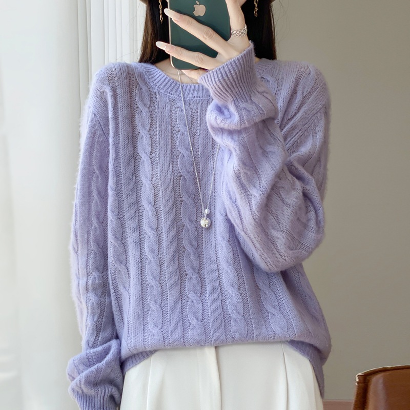 フランスのレトロなケーブルニットセーター新しい韓国風のゆったりとした長袖トップスベースレイヤーケーブルニットレディースウールセーター