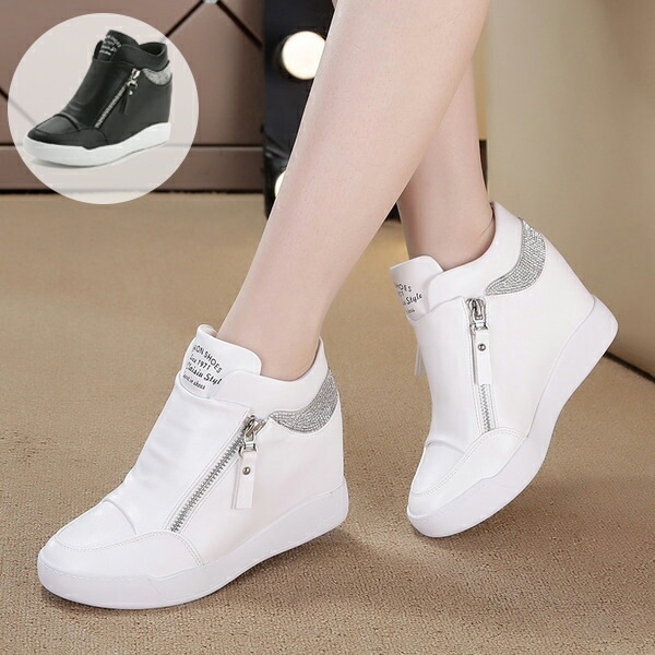 インヒールスニーカー スニーカー レディース 厚底 ハイカットインヒール 厚底スニーカー ハイカット 身長アップ ハイカットヒール7cm ハイカットスニーカー レディー ジップ