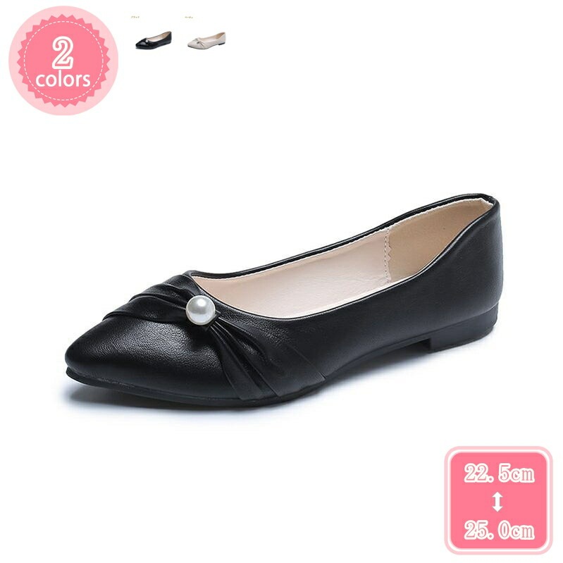 777円OFFクーポン パンプス ローヒール リボン フラットパンプス フラットシューズ レディース レザー 歩きやすい ペタンコ ブラック 黒 ベージュ ポインテッドトゥ 痛くない レザー フラット