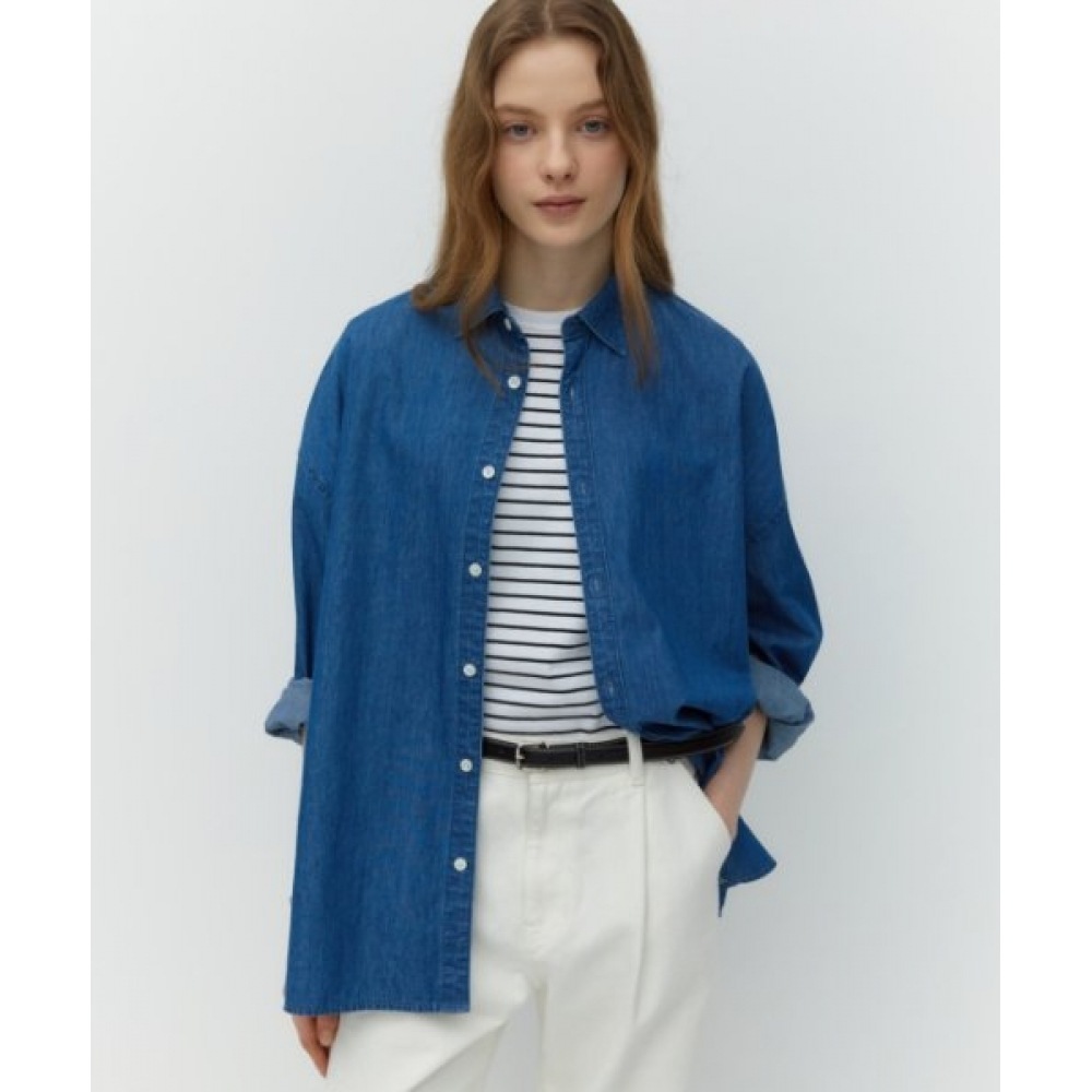 DEPOUND オーバーサイズデニムシャツ [ミディアムブルー]