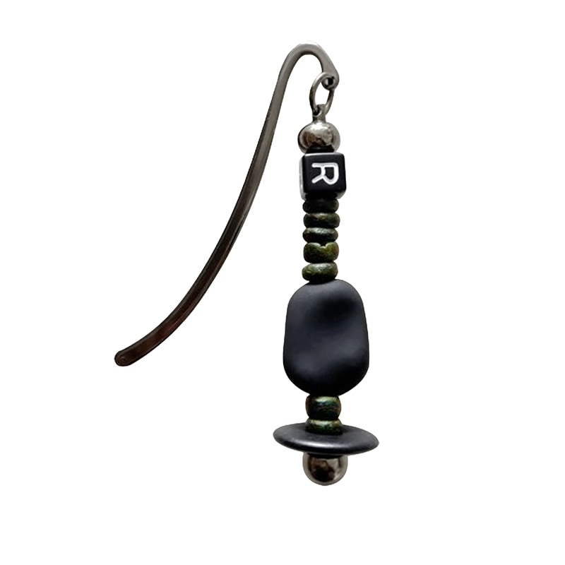 nature beads bookmark khaki