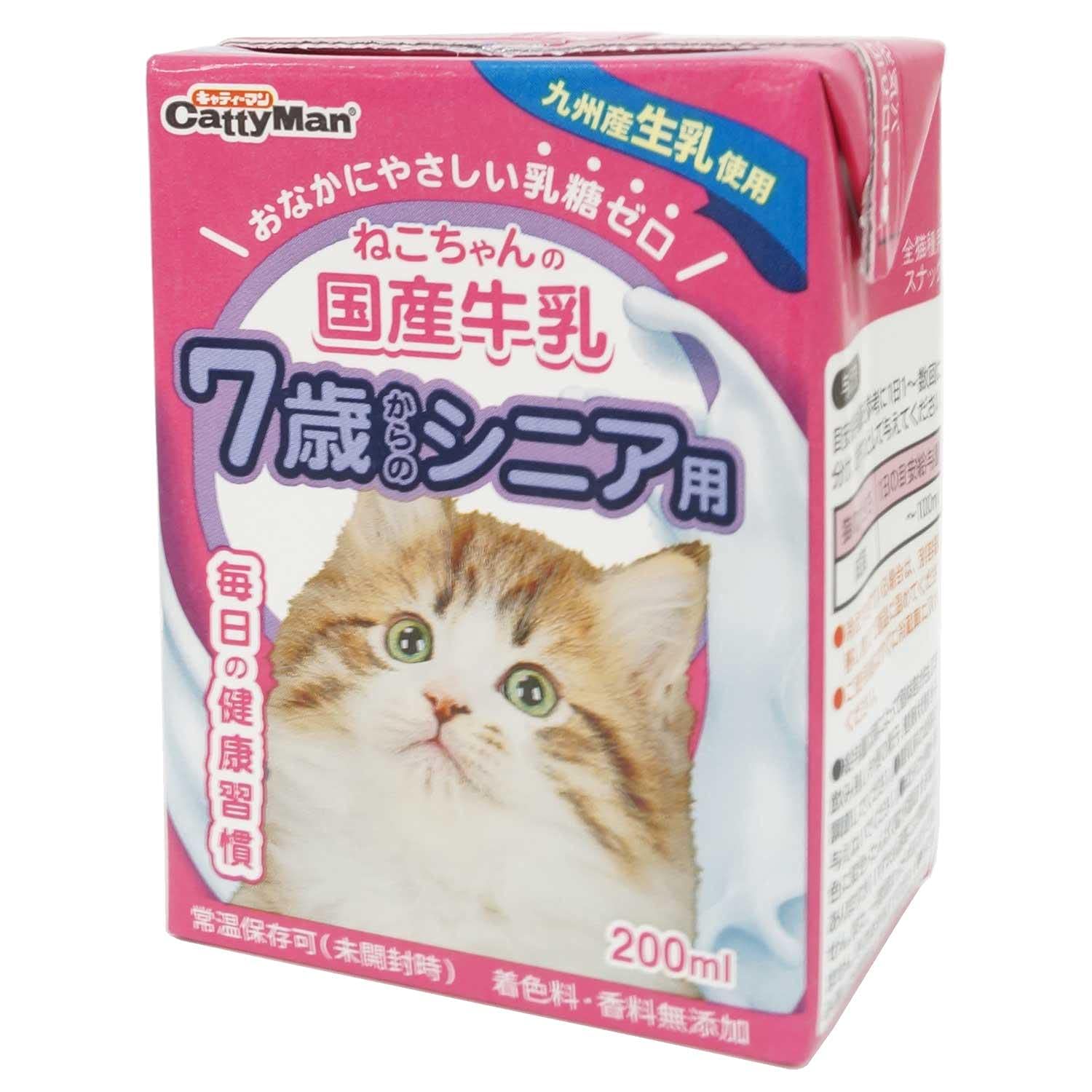 キャティーマン (CattyMan) ねこちゃんの国産牛乳 7歳からのシニア用 200ml×24個(ケース販売)