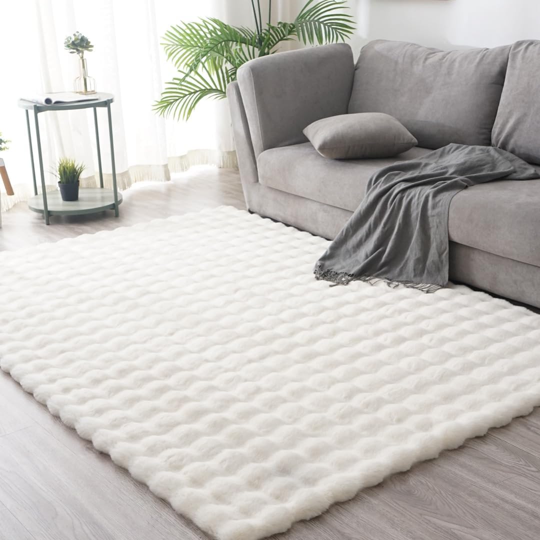 ラグ カーペット 185cm x 185cm 2畳 低反発ラグ 極厚カーペット3cm サラふわ ラグ 北欧 厚手 絨毯 じゅうたん 抜けない 白 ふわふわ 滑り止め 洗える 床暖房 秋 冬 長方形 ミ