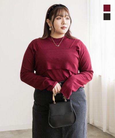 大きいサイズ レディース LL 3L 4L XL XXL XXXL キャミソールセットニットプルオーバー
