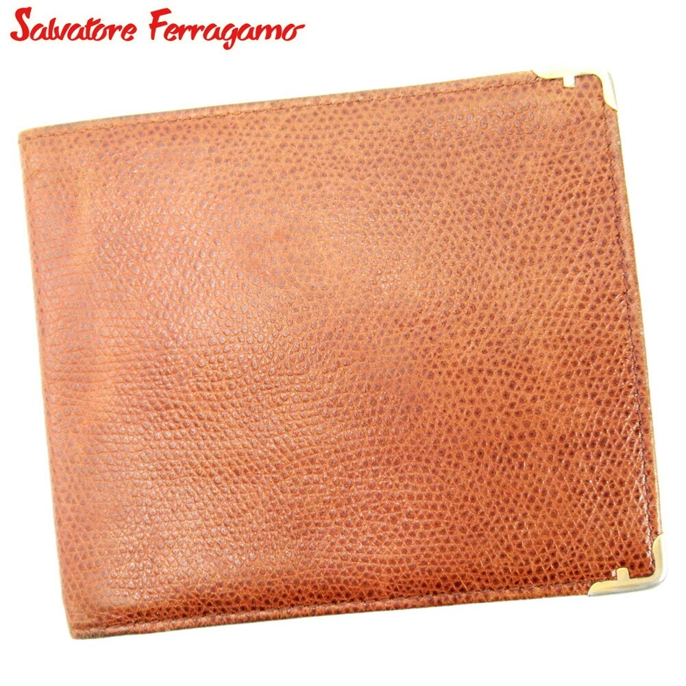 二つ折り 札入れ 二つ折り 財布 ブラウン 中古