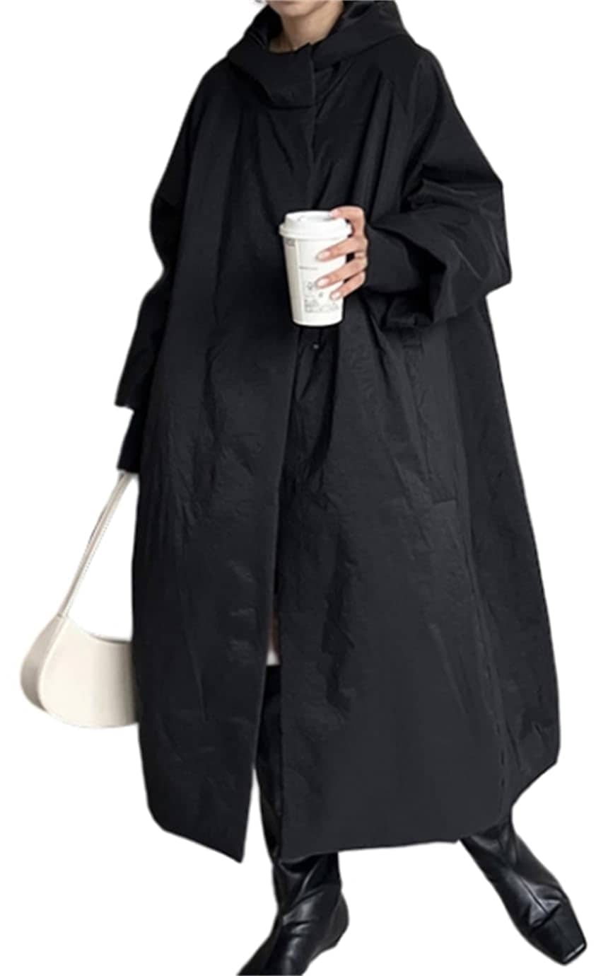 [YUANYUAN] レディース ダウンコート ロングコート トレンチコート ロングアウター ロングジャケット ロング丈 ダウン フッド付き 冬服 防寒服 保温 長袖 着痩せ 暖かい カジュアル 無地