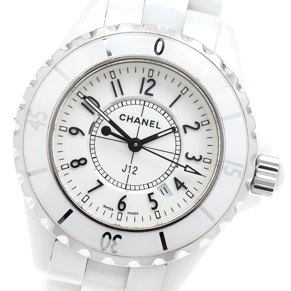 シャネル CHANEL H0968 J12 33ｍｍ 白セラミック デイト クォーツ レディース _961454【中古】