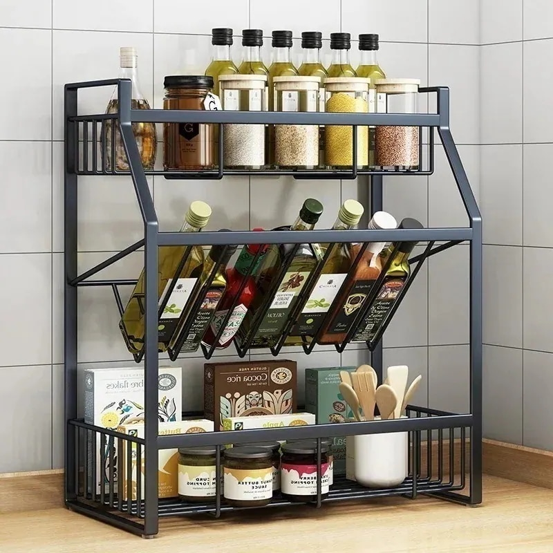 【幸運】調味料ラック キッチン収納 3段 スパイスラック 収納棚 収納ラック 安定性 生活備品 収納グッズ 新生活応援 雑貨 大容量 調味料入れ 調理台 便利