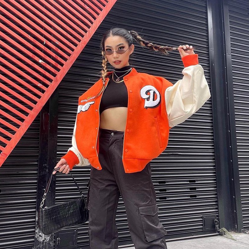 LOGOスタジャン アメリカンスタジャン ブルゾン. ジャンパー ルーズ ジャケット コート アウタ