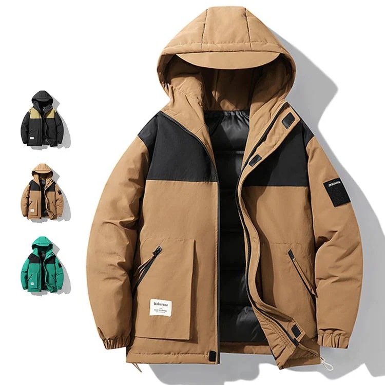 ダウンジャケット 中綿コート ダウンコート メンズ ショート フード付き 暖かい 防寒 保温 冬物 冬 アウター 厚手 新作