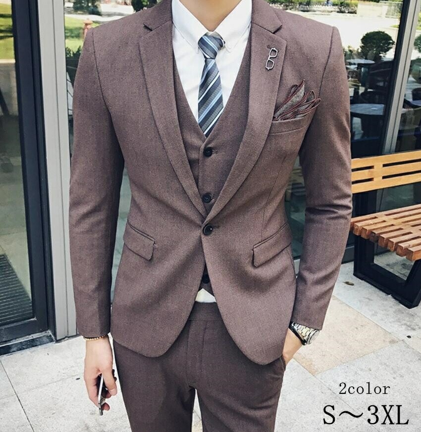 「品質良い」人気新作 スリーピース スーツ メンズ タキシード メンズスーツ タキシードスーツ 3点セットスーツ 1つボタンスーツ フォーマルスーツ 結婚式 二次会 成人式 卒業式 就職活 ビジネスス