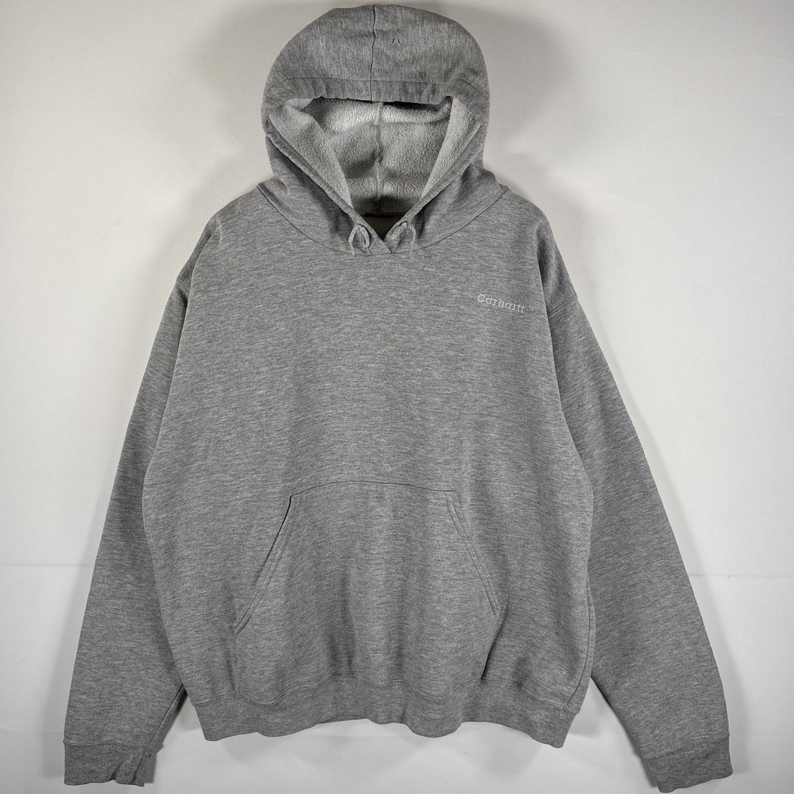 古着 パーカー フーディー マフポケット ワンポイントロゴ刺繍 肉厚 グレー メンズ