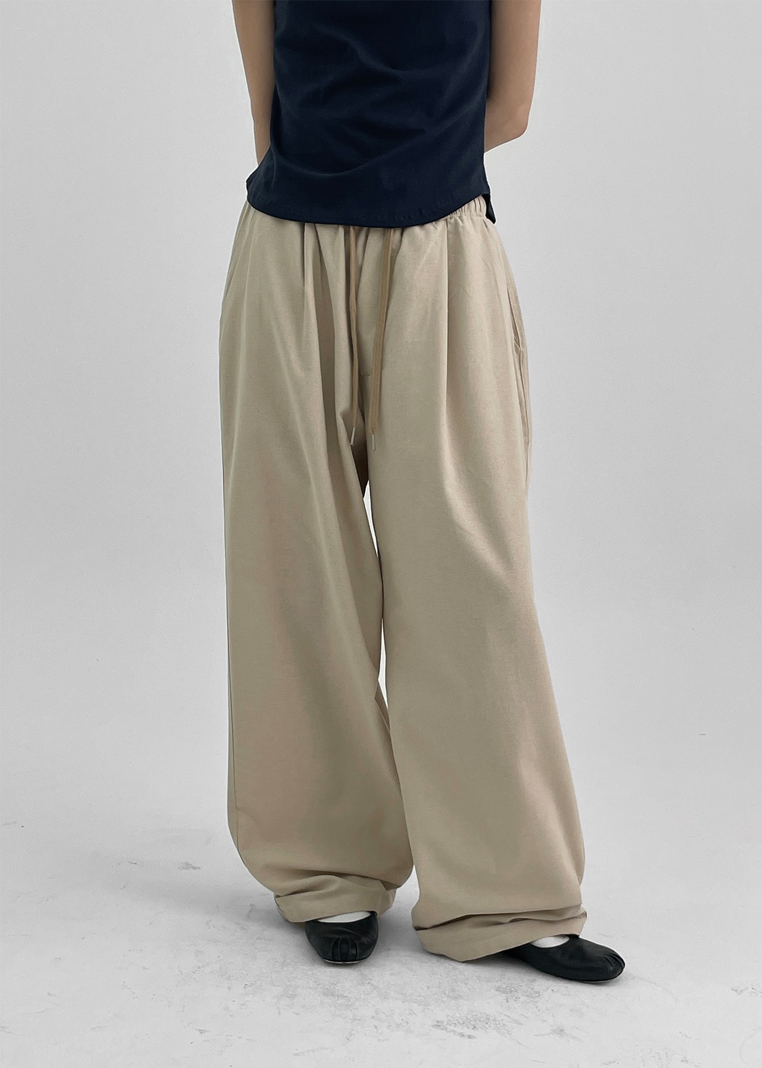 (UNISEX) パールハルワイドバンディングパンツ (リネン100%)