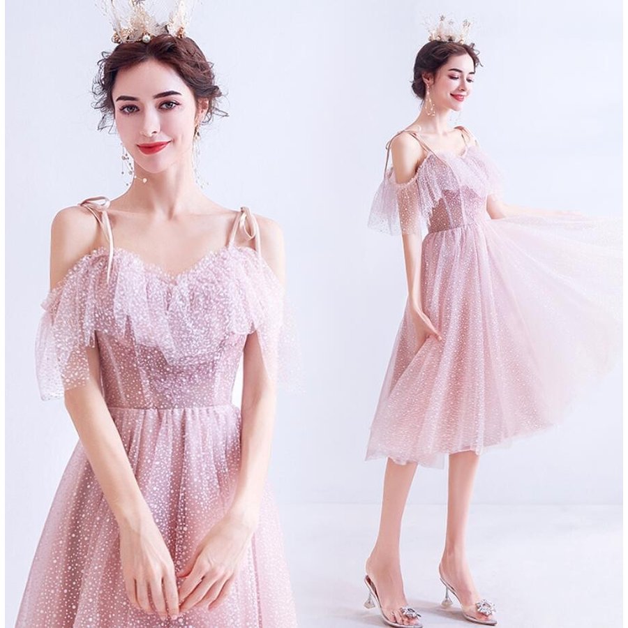 ウエディングドレス エレガント ミモレ丈ドレス パーティードレス 上品 大人 高級感 演奏会 結婚式