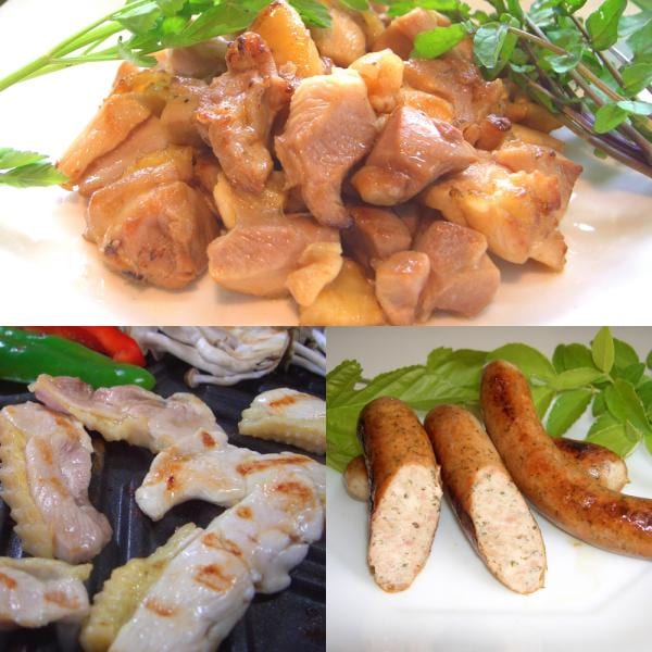 福島 川俣シャモ 焼肉 スライス サイコロステーキ用 手羽元 ソーセージ SISK