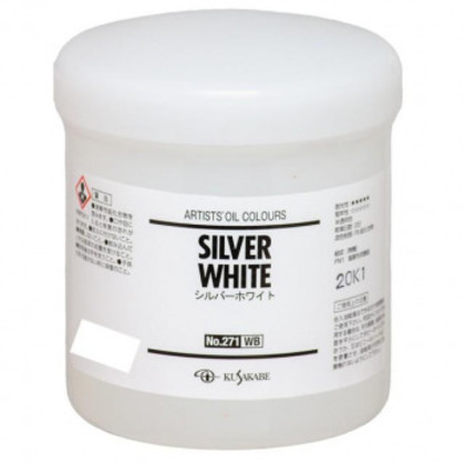 クサカベ 油絵具 ホワイト缶入り 500ml シルバーホワイト 271