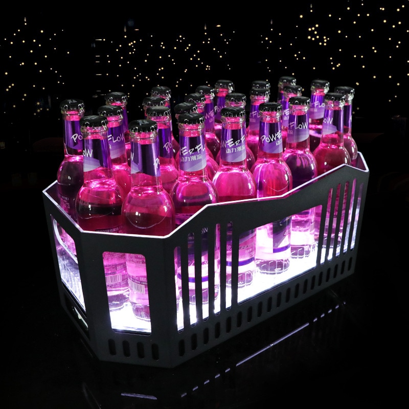 リエイティブな輝くアイスバケツled充電式ワインシャンパンバレルktvビールバレルフレームカラフルピークビールバスケット