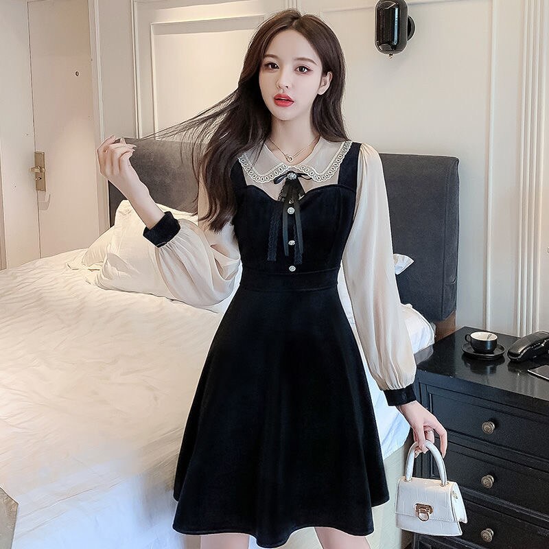 ドレス 女性 秋 ファッション スタイル 地雷系 量産型 ゴシックシアー パーティー