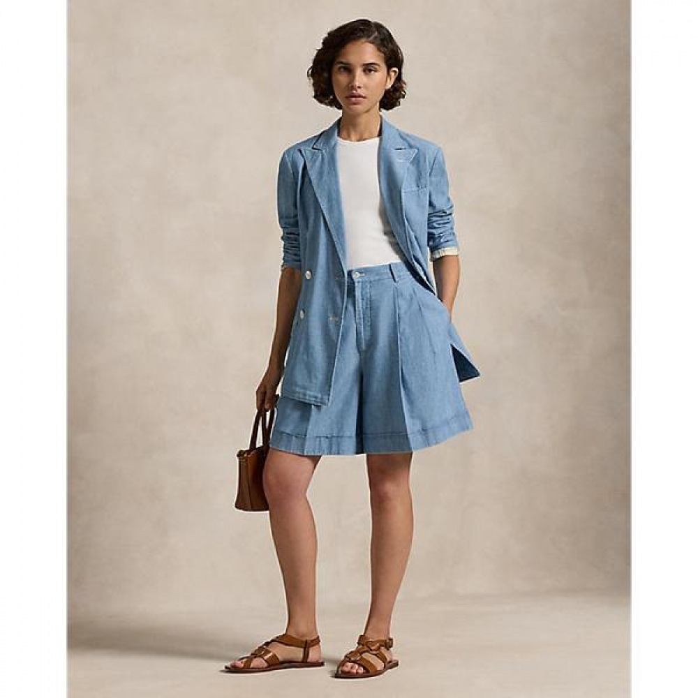 ポロラルフローレンレディースプリーツコットンシャンブレーショーツ (WMPOSHON4H20009450)