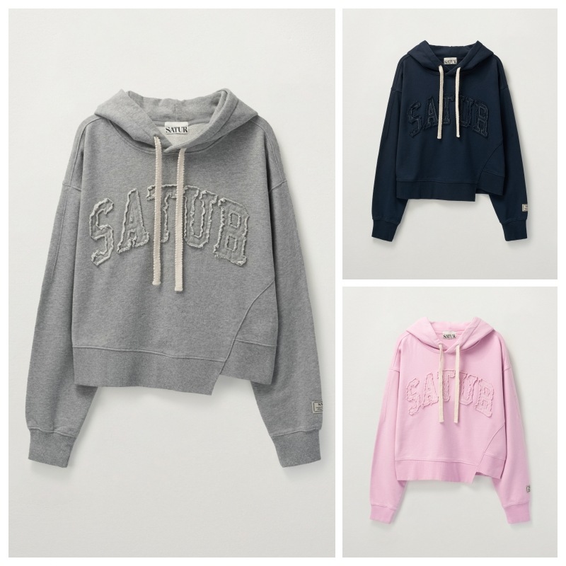 【SATUR】 (W) DUBLIN CROP HOOD T-SHIRT : 3COLORS