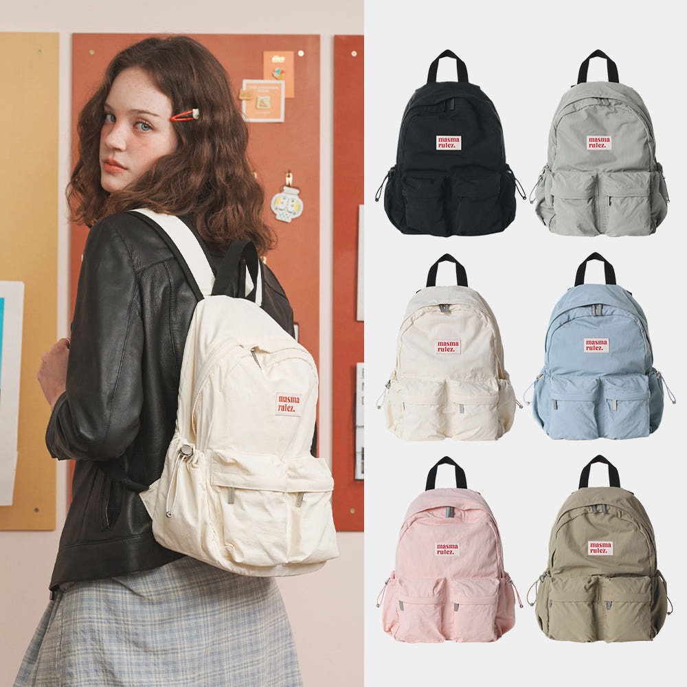 ミニ ツーポケット デイリー バックパック_6カラー 選択1 / 盗難防止 安全な 旅行用 防剣 リュック 出勤 学生 学校 機能性 バッグ