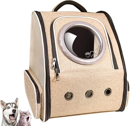 Okiki 最新型 猫 犬 キャリー リュック ペットキャリー リュック バッグ 猫用 小型犬・小動物用 きゃりーバッグ リュック 大容量 宇宙船 折り畳み 2種類の窓付き 通気性 旅行 通院 防災