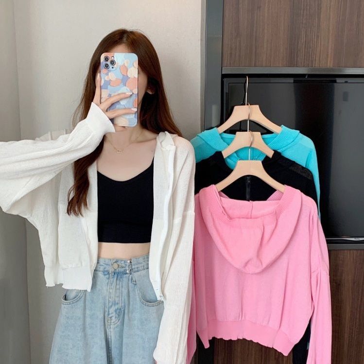 【1つ買うと1つ無料】ラッキーバッグ 魔法の日焼け止めカーディガン UVカット サマーニット　レディース カーディガン 薄手 ショート フード付き ジャケット ゆったりデザイン 日焼け止め付き 薄手ト