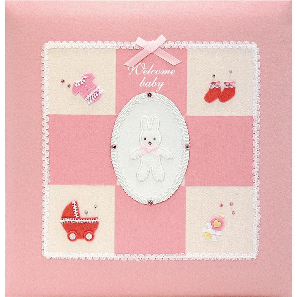 ウェルカムベビーシリーズ フエルアルバム 誕生用 L 100年台紙 ピンク アH-LB-501-P
