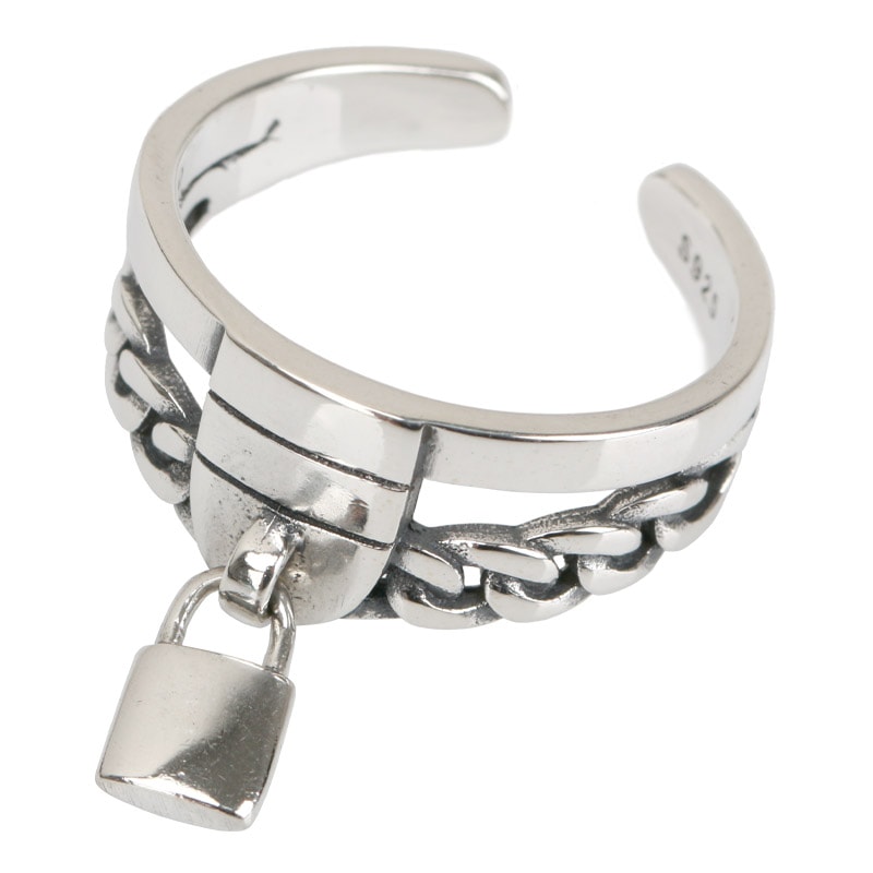 925 南京錠リング 鍵 喜平チェーン [cr362]