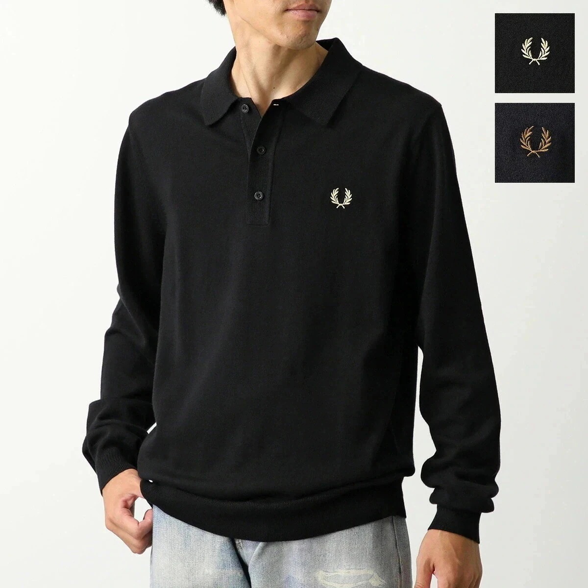 FRED PERRY フレッドペリー ポロシャツ CLASSIC KNITTED SHIRT LS K4535 メンズ ニット セーター 長袖 ローレルリース刺